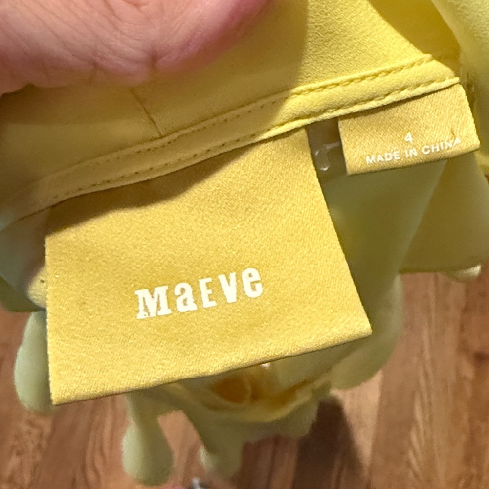 Anthropologie Maeve Yellow Ruffle Blouse - Picture 6 of 7